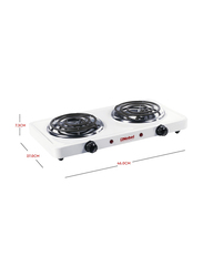 Nobel Thermostat Control & Overheat Protection Dual Spiral Hot Plate, 2000W, NHPS002, White