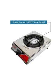 Nobel Stainless Steel Honeycomb Single Burner Gas Stove with Auto Ignition, NGT-1001, Silver