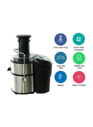 Nobel 4-in-1 Stainless Steel Juicer with Safety Lock Device, 800W, NJE404E, Silver/Black