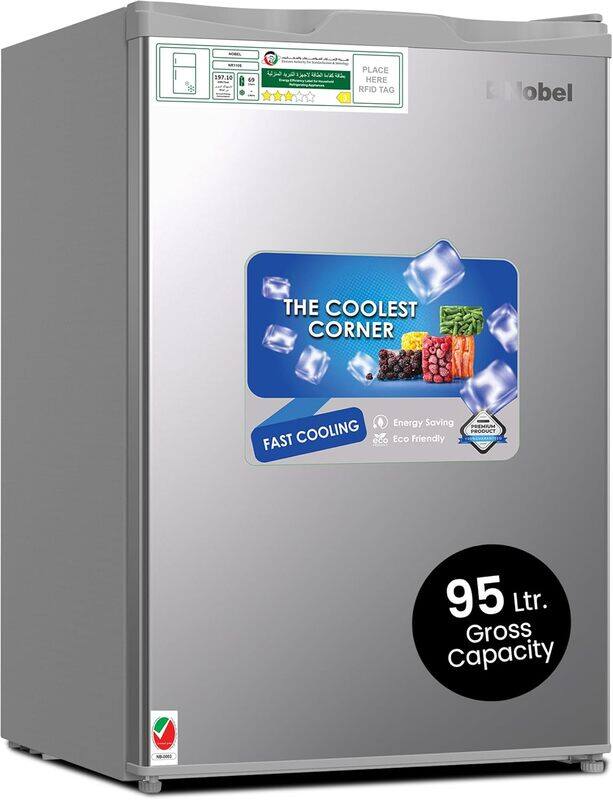 Nobel Single Door Refrigerator 70L Capacity, NR110S Silver