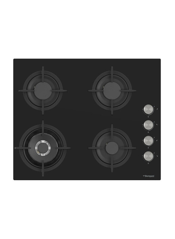 

Bompani 60cm Built-In Hob, 4 Gas Euro Type Pool Burners, Sabaf Burners, Tempered Black Glass, BO217VFT, Black