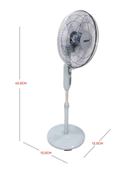 Nobel 16-inch 90 Degree Oscillation Stand Fan with 3 Speed 5 Blades and Timer, NF145, Grey