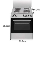 Nobel Freestanding 4 Hot Plate Electric Burner Stainless Steel Cooker with Oven, NGC5300, White