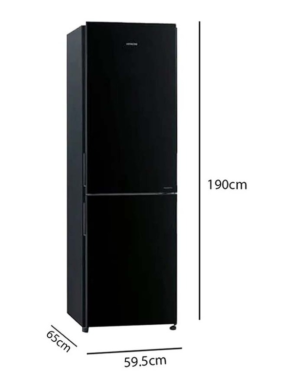 Hitachi 410L Frost Free Double Door Refrigerator, RBG410PUK6GBK, Black