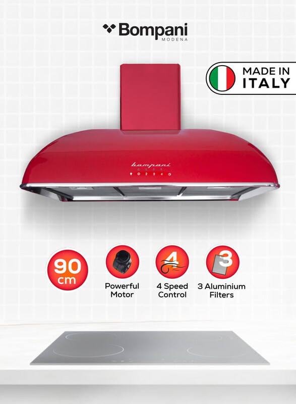 

Bompani 90cm Wall Mounted Chimney Hood with Special Painting Body Treatment High-Quality Aviation-Grade Finish, Powerful Motor, LED Lighting, & Advanc