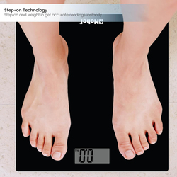 Nobel Bathroom Scale with LCD Display Equipped With High Strain Gauge Sensors with 1 Year Warranty, Black