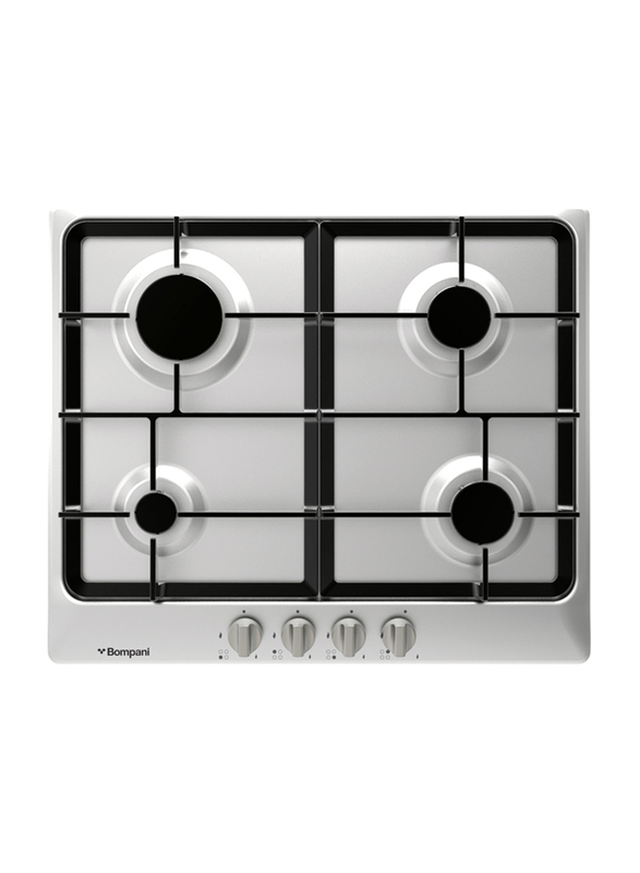 Bompani 60cm Stainless Steel Gas Hobs With 4 Burners, BO213MKL, Silver