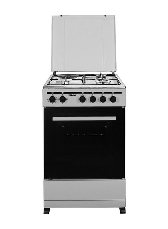Nobel 4-Burner Free Standing Gas and Electric Cooker with Oven, NGC5300-S, Silver