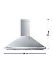 Bompani 90cm Square Chimney Hood, CHIMNEY 90 ST, Silver