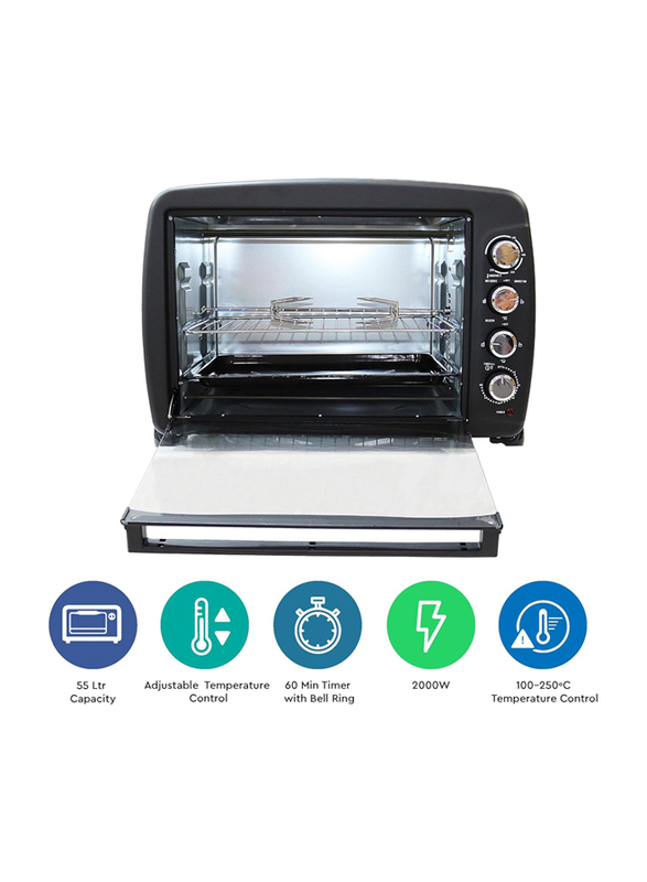 Nobel 55L Electric Oven with 4 Knob Control, 2000W, NEO60, Black