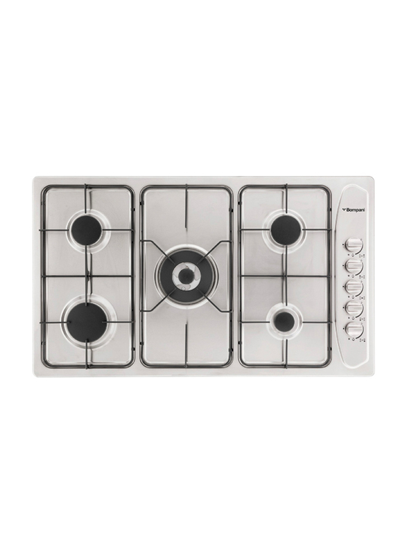 Bompani 90cm 5 Burner Stainless Steel Gas Hob, BO293MV, Silver