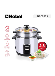 Nobel 2.8L Rice Cooker with Thermal Fuse Automatic Cooking and Warming System, 900W, NRC280S, Silver