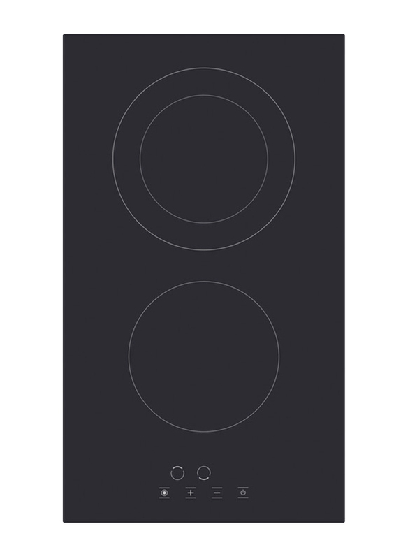 Nobel 30cm 2-Burner Built-In Electric Ceramic Hob, 2900W, NBI3020V, Black