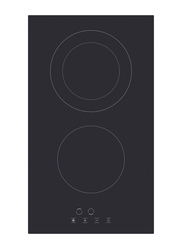 Nobel 30cm 2-Burner Built-In Electric Ceramic Hob, 2900W, NBI3020V, Black