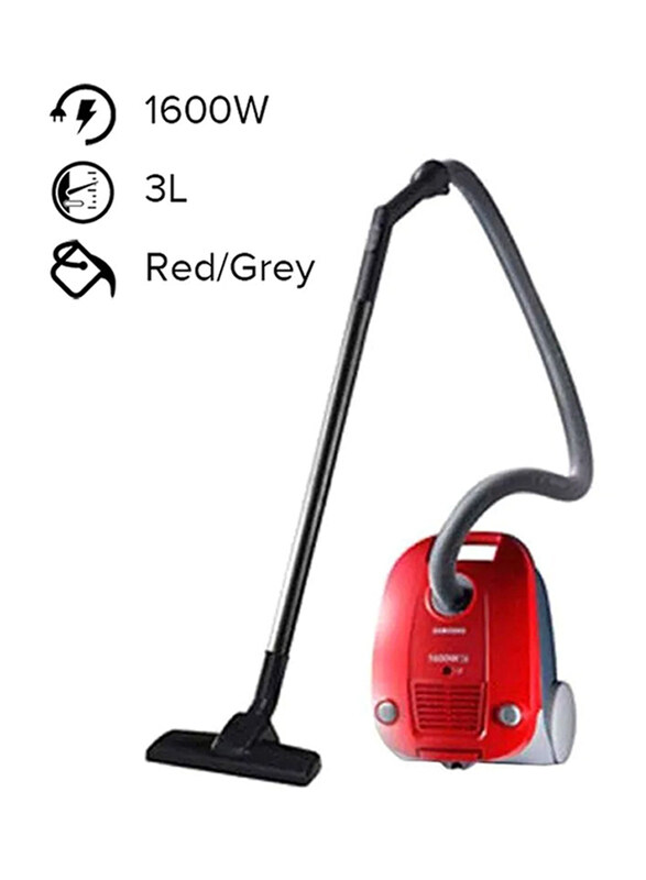 

Samsung Multi Purpose Vacuum Cleaner, 3L, 1600W, SC4130R, Red/Grey