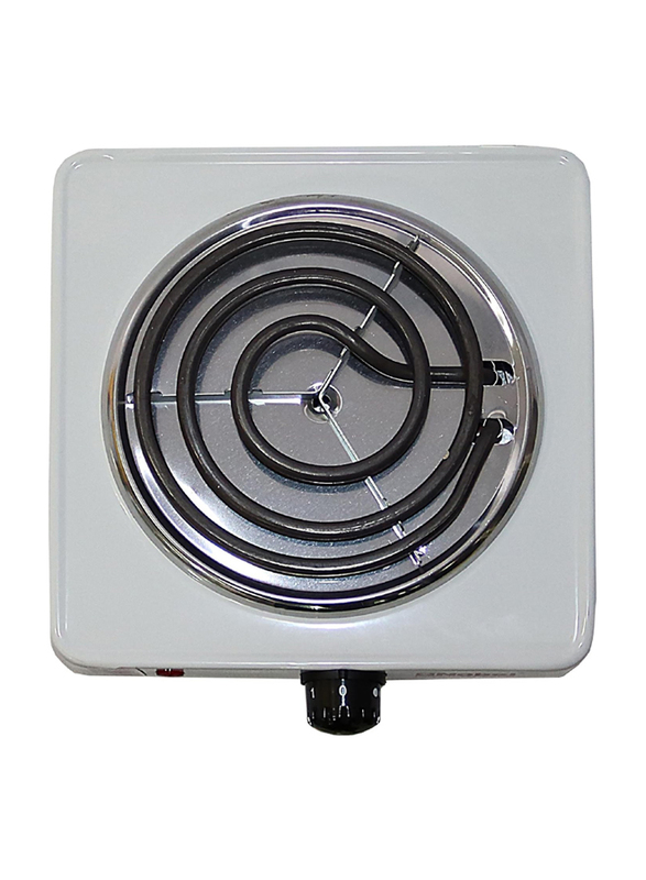Nobel Single Spiral Hot Plate with Thermostat Control and Indication Light, 1000W, NHPS001, White