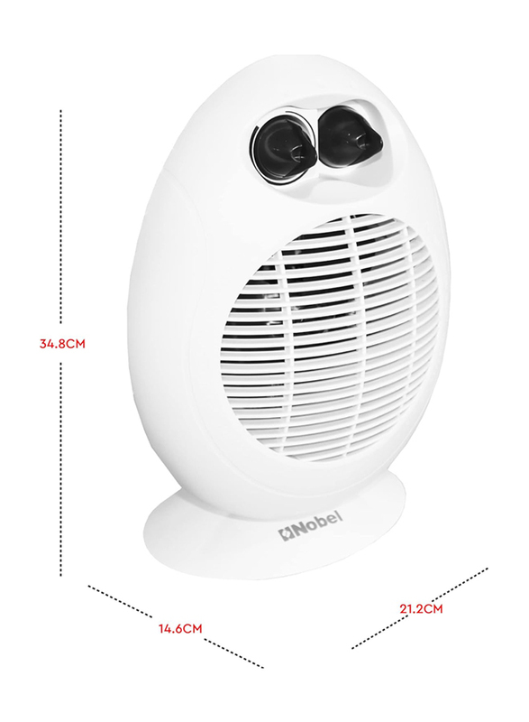 Nobel Fan Heater with Thermostat Control and Overheat Protection with Copper Motor, 2000W, NFH100, White