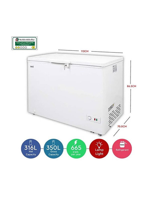 Nobel 350L Single Door Chest Freezer, NCF350, White