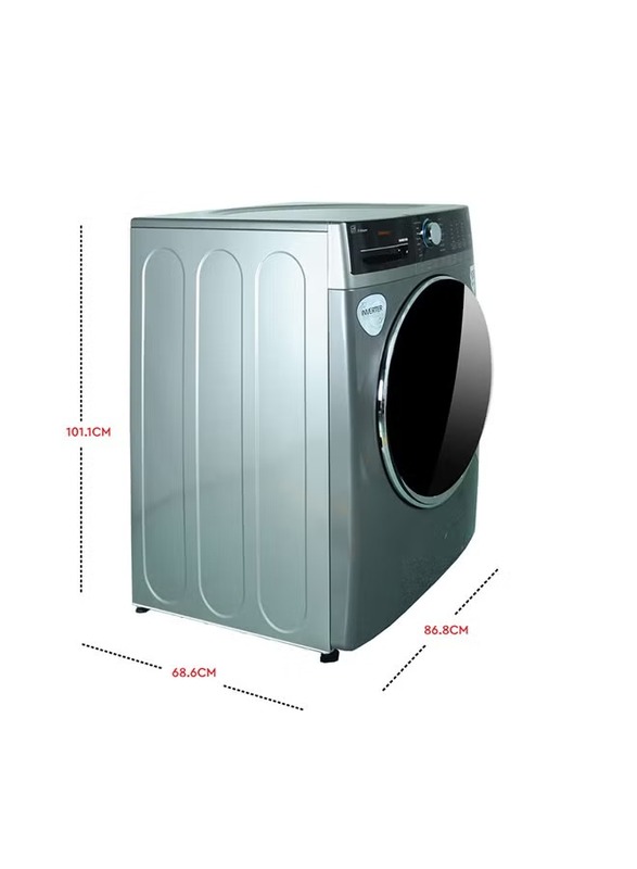 Nobel 21 KG Front Load Fully Automatic Washer, Stainless Steel Drum Vibration Reduction LED Control Panel, 9 Number of Wash Option, 70% Spin Dryer, NWM2100, Grey