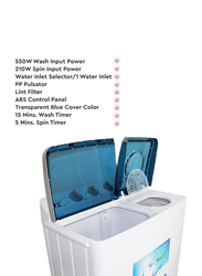 Nobel 14 KG Washing 6.5 KG Spin Capacity Twin Tub Semi Auto Washer, Dry & Spin, 1300RPM, 50Hz, NWM1400RH, White