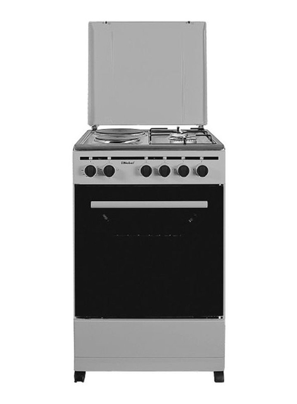 Nobel 4-Burner Free Standing Gas and Electric Cooker with Oven, NGC5200-S, Silver