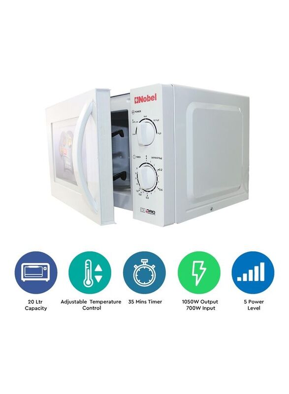 

Nobel 20L Manual Microwave Oven, 1050W, NMO20, White