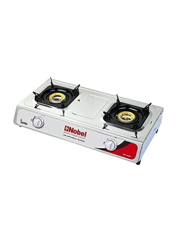 Nobel Brass Dual Gas Burner with Auto Ignition, NGT2007, Silver
