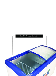 Nobel Showcase Chiller Double Door Sliding Freezer Curved Glass Efficient Cooling, 360L, NSC495, White