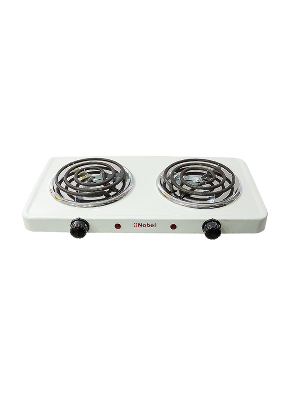 Nobel Thermostat Control & Overheat Protection Dual Spiral Hot Plate, 2000W, NHPS002, White