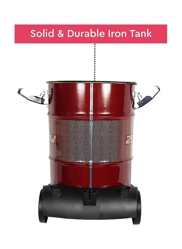 Nobel Drum Vacuum Cleaner with 25 Litre Dust Bag Capacity Solid & Durable Iron Tank Accessory Holder Dust Indicator Low Noise, NVC2525, Red
