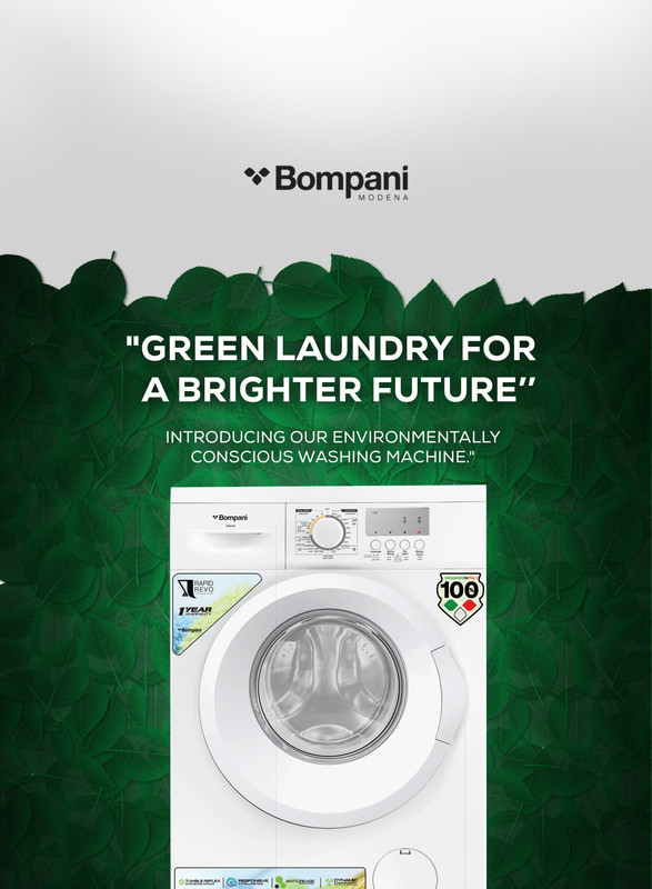Bompani 6Kg 1000 RPM Front Load Washing Machine, BI2876N, White