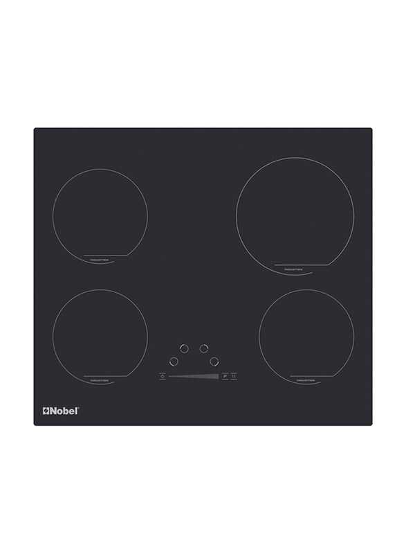 

Nobel 60cm 4-Burner Built-In Electric Ceramic Hob, 6000W, NBH6044IND, Black