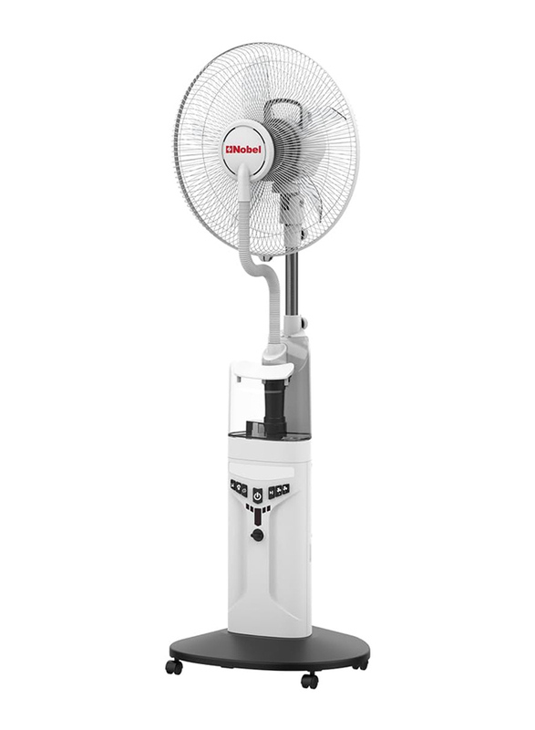 Nobel 16-inch Fan Blade Rechargable Mist Standing Fan with 4 Stack Bright LED, NF777MRC, White