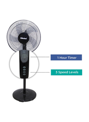 Nobel 16-inch 90 Degree Oscillation Stand Fan with Multi Speed Function and 3 Blades, NF140, Black