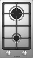 La Modano 2 Burner Stainless Steel Gas Hob With Knob Control, Automatic Ignition, Flame Failure Device, Cast Iron Pan Supports - Compact, Safe, and Stylish - LMBH301GS Silver