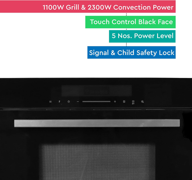 Nobel 34L Grill Convection Built-in Microwave Oven with Touch Control, 2300W, NMO34BI, Black