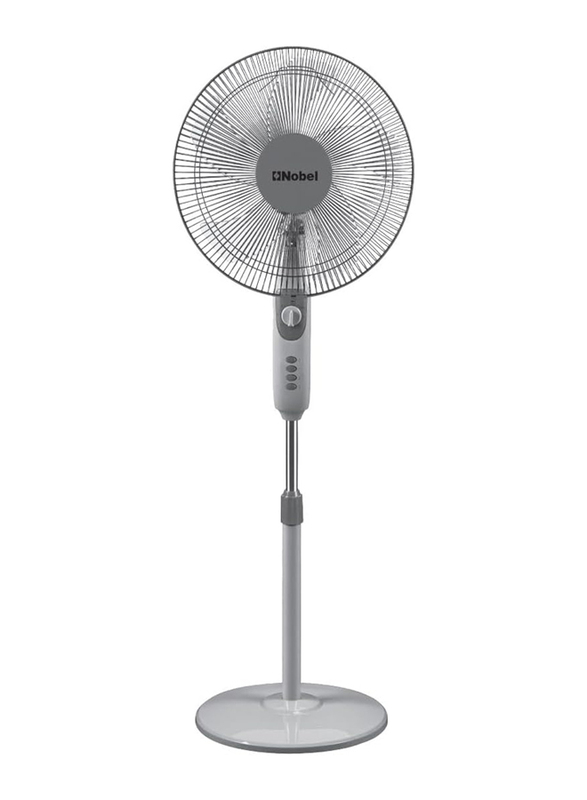 Nobel 16-inch 90 Degree Oscillation Stand Fan with 3 Speed 5 Blades and Timer, NF145, Grey