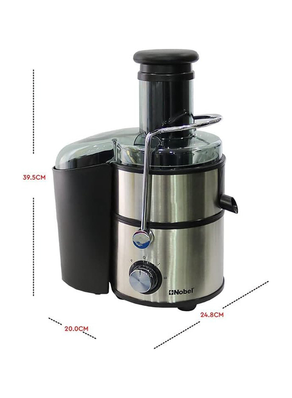 Nobel 4-in-1 Stainless Steel Juicer with Safety Lock Device, 800W, NJE404E, Silver/Black