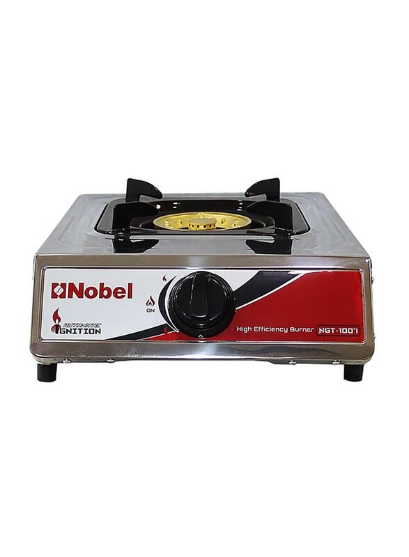 

Nobel Stainless Steel 1-Burner Gas Stove with Brass Auto Ignition, NGT1007, Silver