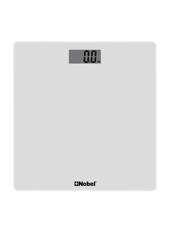 

Nobel Bathroom Scale with LCD Display Tempered Glass Digital Anti Slip Feet Equipped With High Strain Gauge Sensors with 1 Year Warranty, White