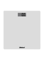 Nobel Bathroom Scale with LCD Display Tempered Glass Digital Anti Slip Feet Equipped With High Strain Gauge Sensors with 1 Year Warranty, White