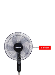 Nobel 16-inch 90 Degree Oscillation Stand Fan with Multi Speed Function and 3 Blades, NF140, Black