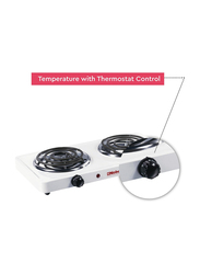 Nobel Thermostat Control & Overheat Protection Dual Spiral Hot Plate, 2000W, NHPS002, White