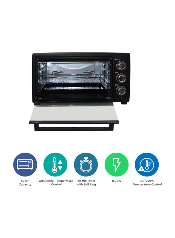 Nobel 35L Electric Oven with 3 Knob Control, 1500W, NEO36, Black