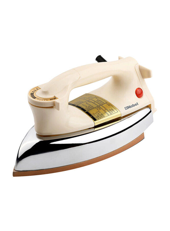 

Nobel Dry Iron with Non-Stick Golden Teflon Coated Sole Plate, 1200W, NDI707I, Silver