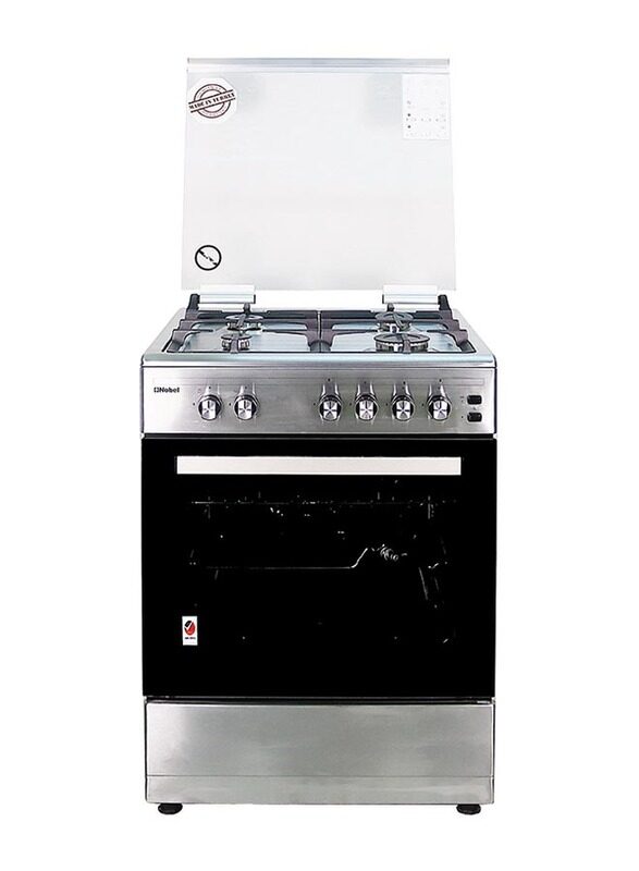 

Nobel 4-Burners Free Standing Gas Cooker, 2900W, NGC6062, Silver