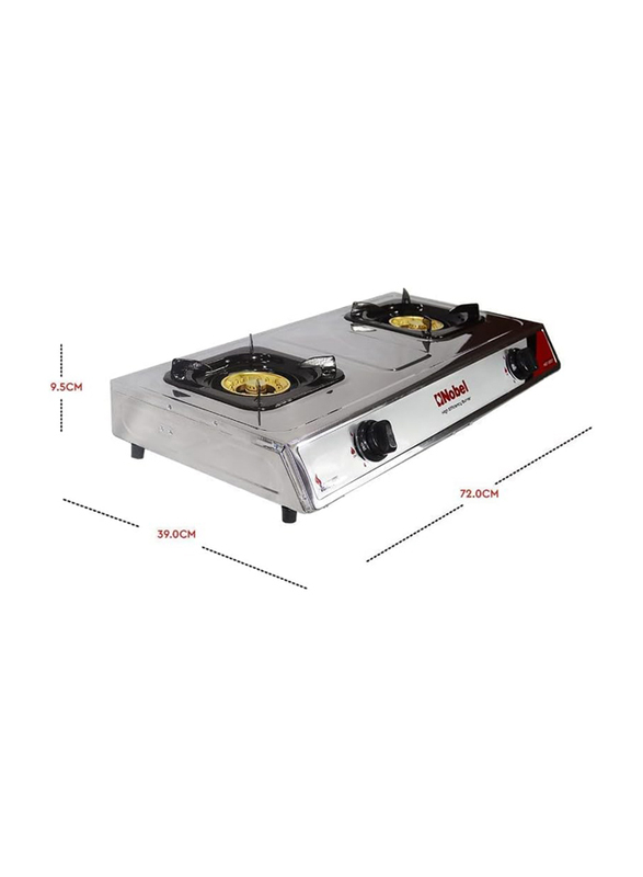 Nobel Brass Dual Gas Burner with Auto Ignition, NGT2007, Silver