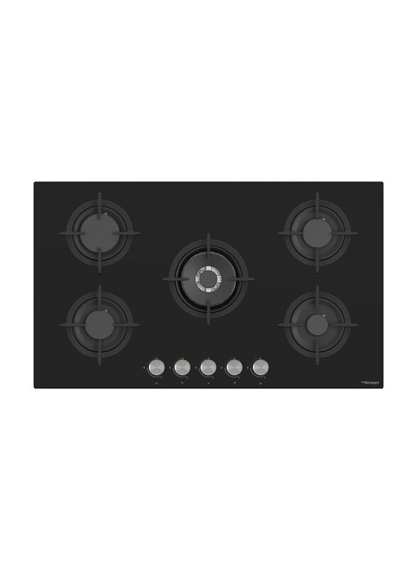 

Bompani 90cm Built-In Hob, 5 Gas Euro Type Pool Burners, Sabaf Burners, Tempered Black Glass, Mechanical Control, BO297VFT, Black