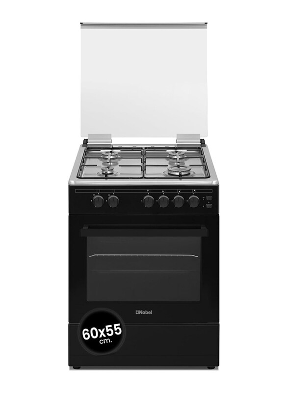

Nobel Manual Button Ignition 6 Knob 4 Gas Burner Oven & Gas Grill Glass Lid Inner Light, Black