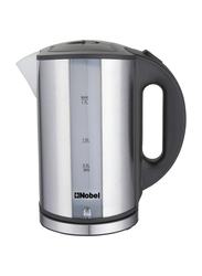 Nobel 1.7L Stainless Steel Kettle with Dual Sided Water Window and Double LED Light, 2200W, NK172SS, Silver